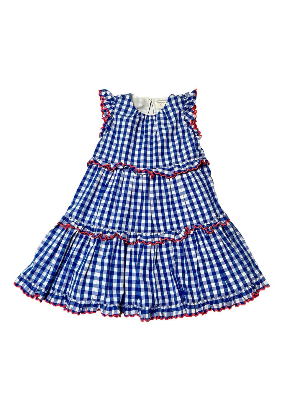 Crewcuts Tiered Gingham Ruffle Trim Dress Size 5